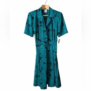 Vintage Principles Teal Black Midi Dress 11/12